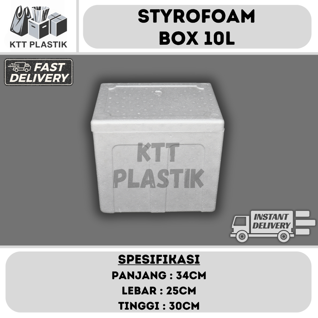 [Instant] Styrofoam Box 10 Liter - Kotak Styrofoam Pendingin Ikan Makanan Es Batu 34x25x30