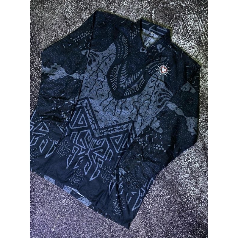 HEM KEMEJA PRIA BATIK LENGAN PANJANG BORDIR PSHT SETIA HATI TERATE