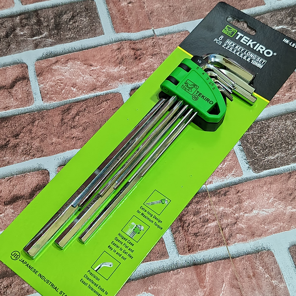 Kunci Shock Set Tekiro 10 Pcs Socket 8-24 Mm + Kunci L Tekiro Panjang 1 Set Lengkap - kunci set komp