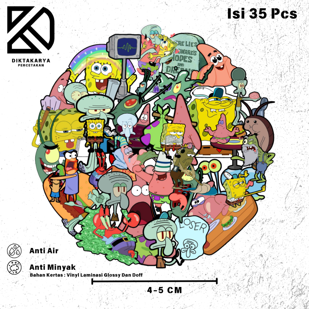 

Stiker Spongebob Vinyl Laminasi Anti Air Dan Minyak Dekorasi Helm, Laptop, Tumbler DLL