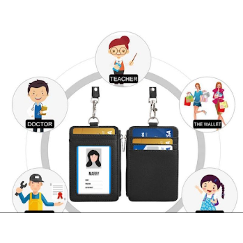 

ID CARD Holder Lanyard Resleting Document Holder Kartu Pengenal Velveth_Clutch