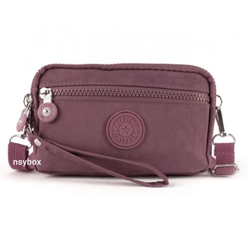 Dompet HP Selempang Wanita 4 Resleting Import Nylon Parasut Waterproof