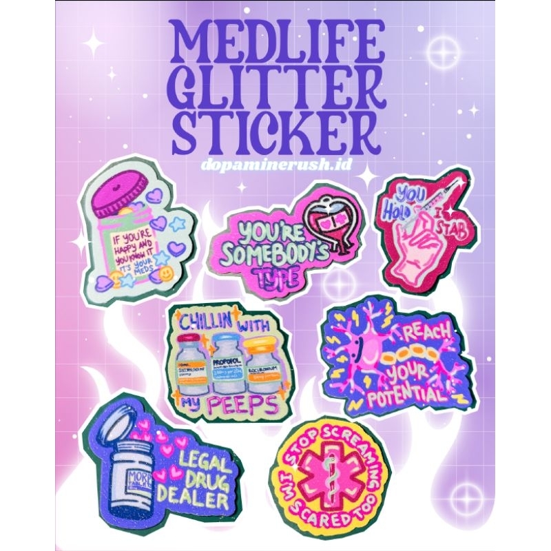 

MED LIFE GLITTER STICKER DIE CUT MEDIC DOKTER FARMASI NURSE