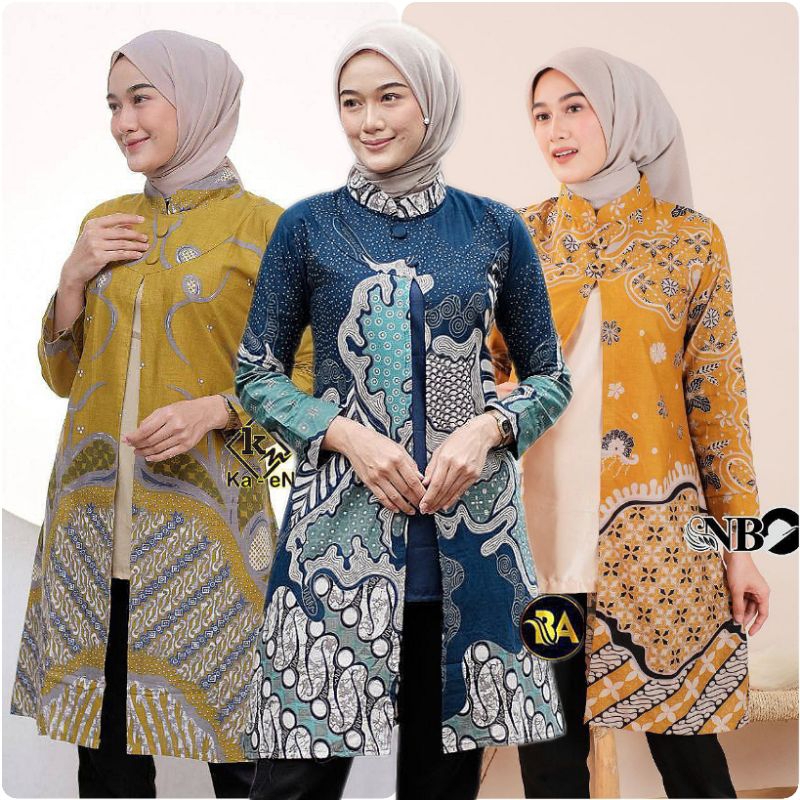 Bolero Tunik Batik Wanita Modern Tunik Seragam Pria Wanita Tunik Jumbo Atasan Tunik Batik
