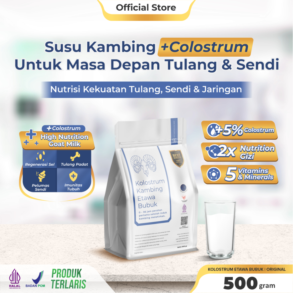 

Ternak Syams Susu Kambing Etawa Bubuk Plus Kolostrum 500gr Rasa Original Natural rendah gula mengatasi asam urat nyeri sendi osteoporosis kebas keram kesemutan pengeroposan tulang syaraf kejepit lansia pegel linu diabetes hipertensi herbal alami termurah