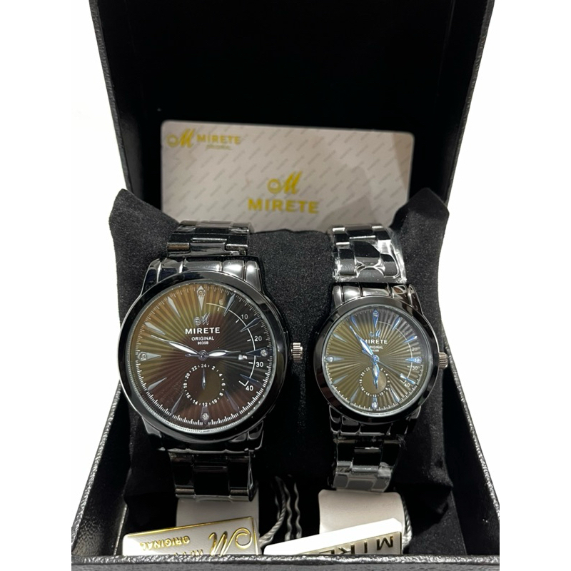MIRETE original JAM TANGAN COUPLE/PASANGAN free box dan baterai cadangan