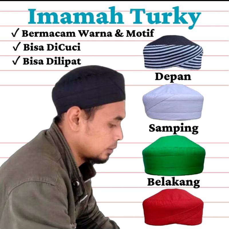 KOPIAH IMAMAH TURKI  DEWASA LIPAT CUCI