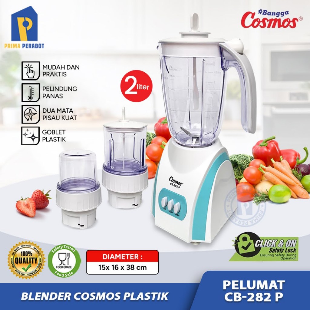 Blender Plastik 3 in 1 Blender Juice Pelumat Bumbu 2 Liter Cosmos