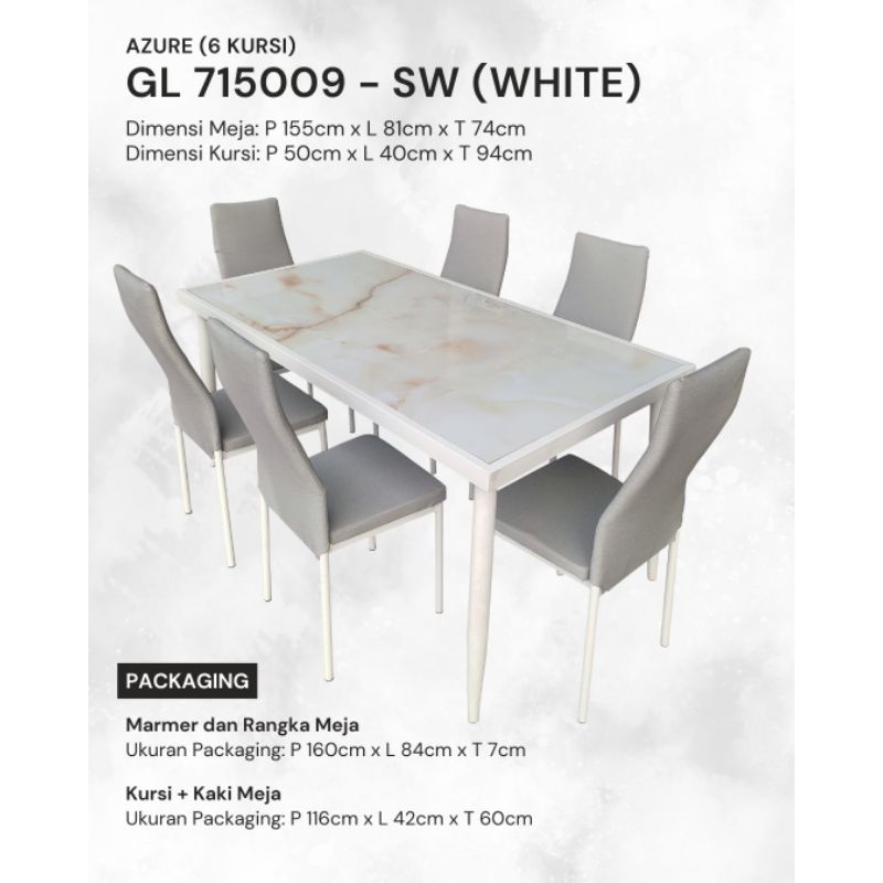 MEJA MAKAN GRANIT / MEJA MAKAN 6 KURSI GRANIT / MEJA MAKAN PUTIH 6 KURSI / MEJA MAKAN 4 KURSI MEWAH