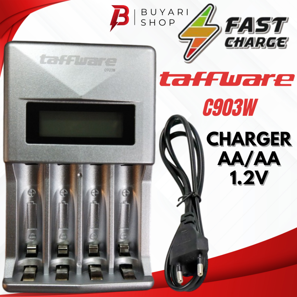 [PROMO] Taffware Smart  Intelligent LCD 4 Slot Charger baterai AA I Charger Batre AA - Taffware C903