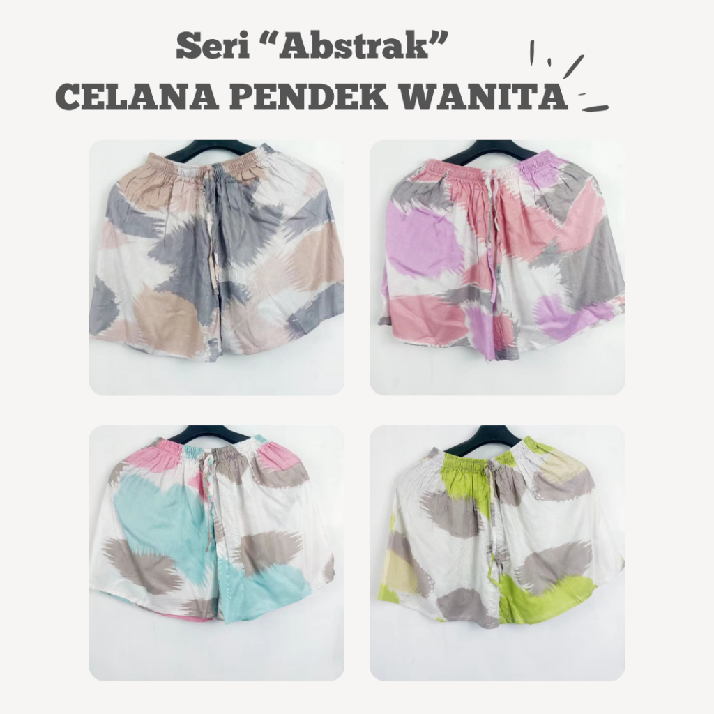 Celana pendek wanita rayon motif abstrak jumbo  hot pants wanita jumbo  kolor wanita jumbo dewasa sa
