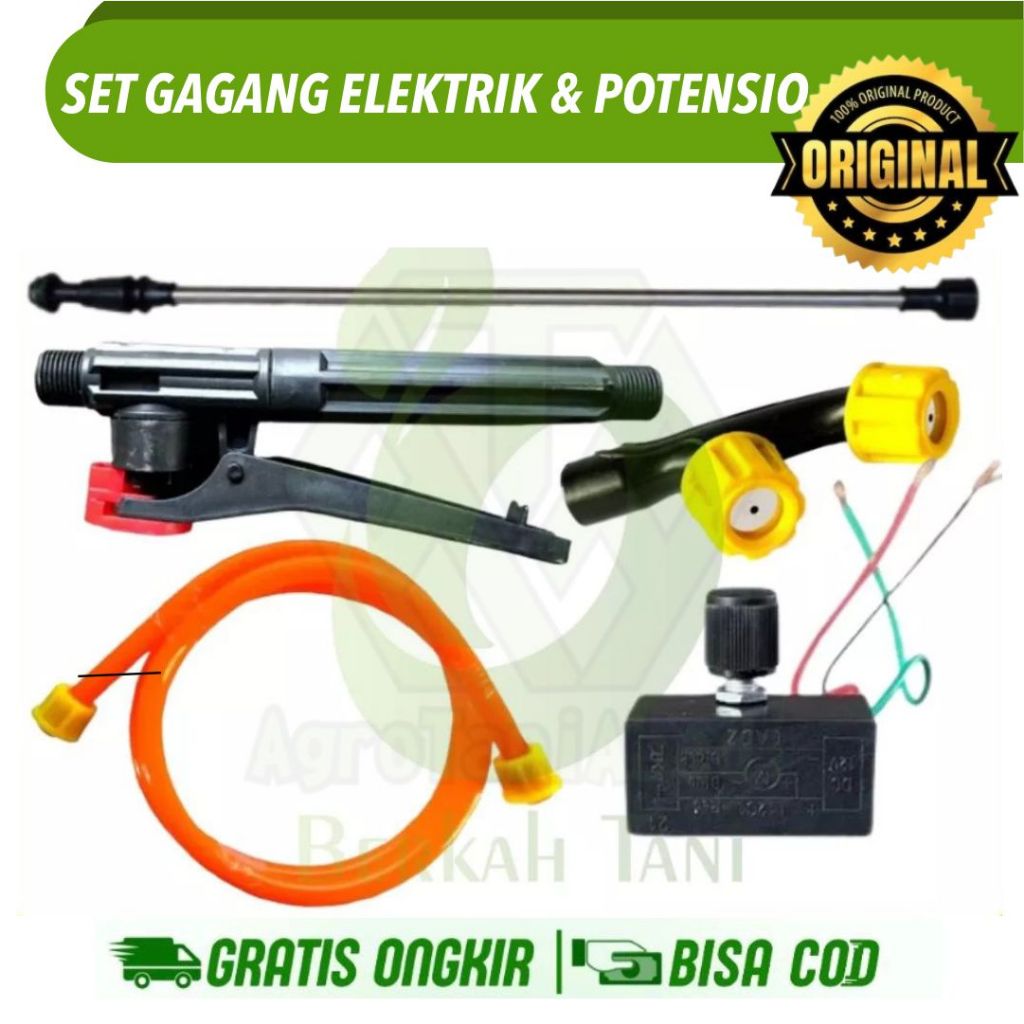 set gagang stik elektrik komplit spuyer plus selang potensio pompa sprayer handle kran nozzle