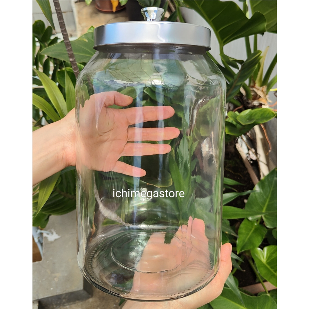 Toples Kaca Jumbo Kedap Udara untuk Kerupuk Kopi Spaghetti - 4 Liter