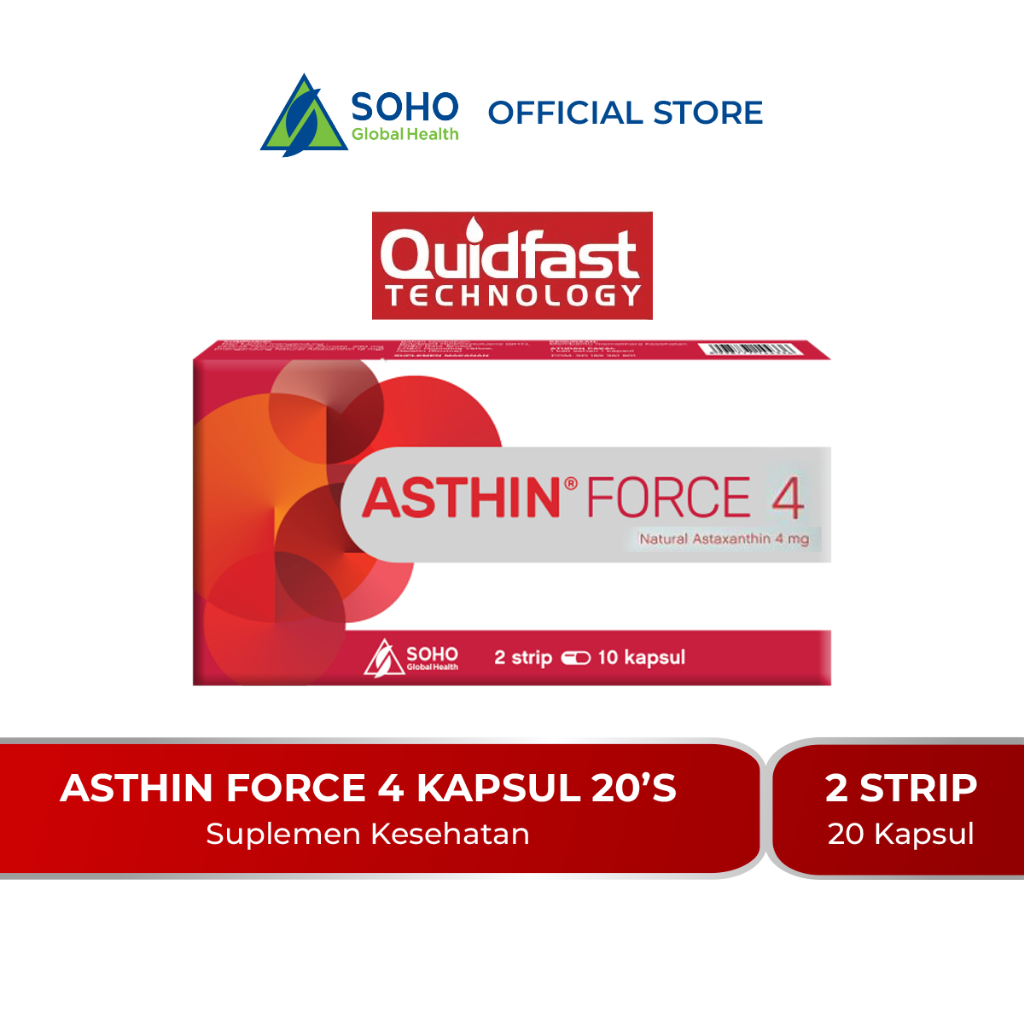 Asthin Force 4 Suplemen Antioksidan + Healthy Skin isi 2 Strip @10 Kapsul - 1 Box