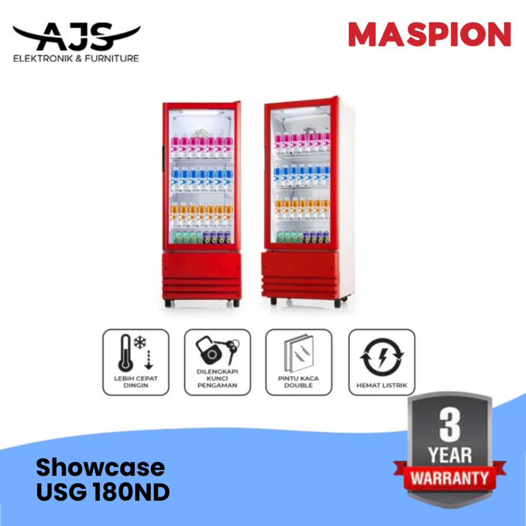 SHOWCASE UCHIDA / MASPION USG-180ND SHOWCASE 3 RAK (NEW) GARANSI RESMI