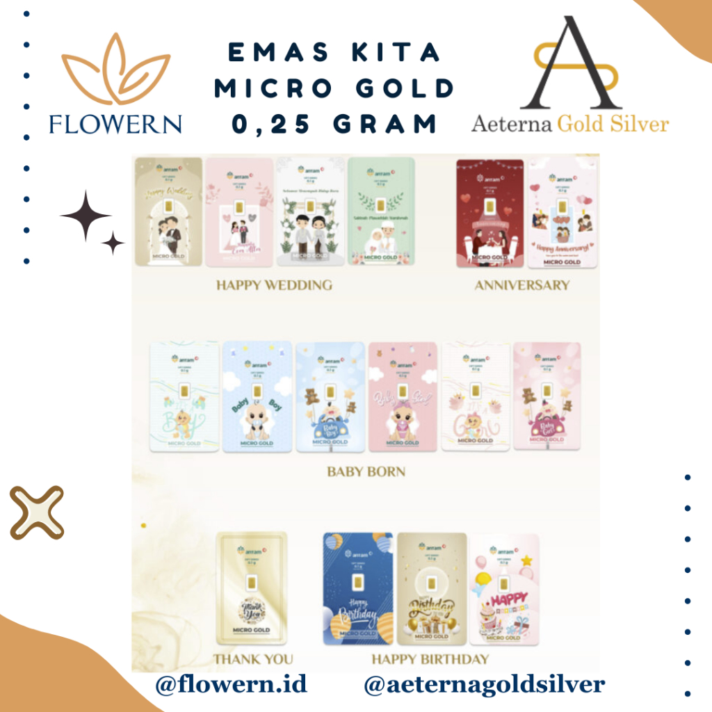 Micro Gold Emas Kita Antam Hartadinata 0.25 gram Logam Mulia 24K Gift Series