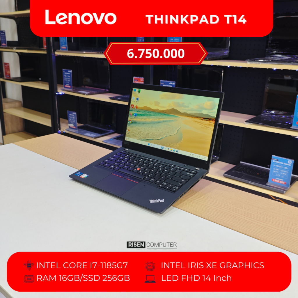 Laptop Lenovo Thinkpad T14 Intel Core i7-1185G7 RAM 8GB SSD 256GB FHD 14inch Notebook Second Seken