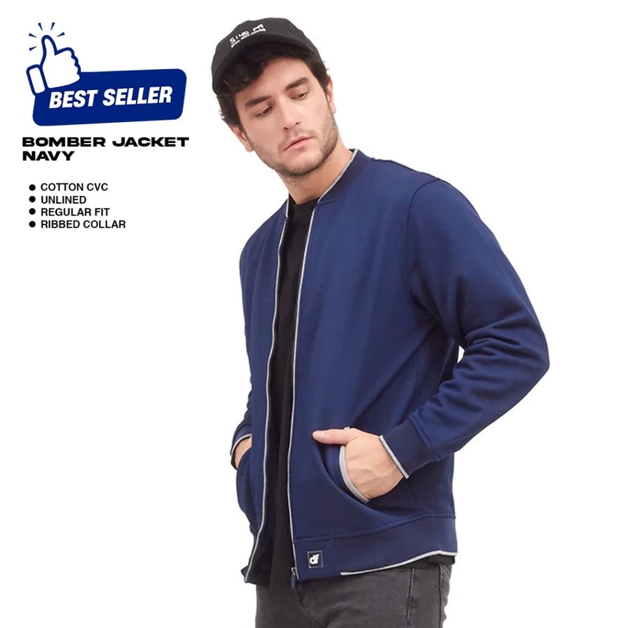 d&f CVC Jaket pria bomber - Navy