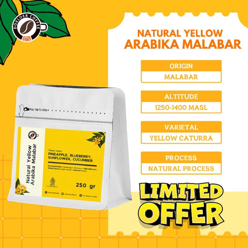 

Kopi Arabika Malabar - Specialty Natural Yellow 250gram