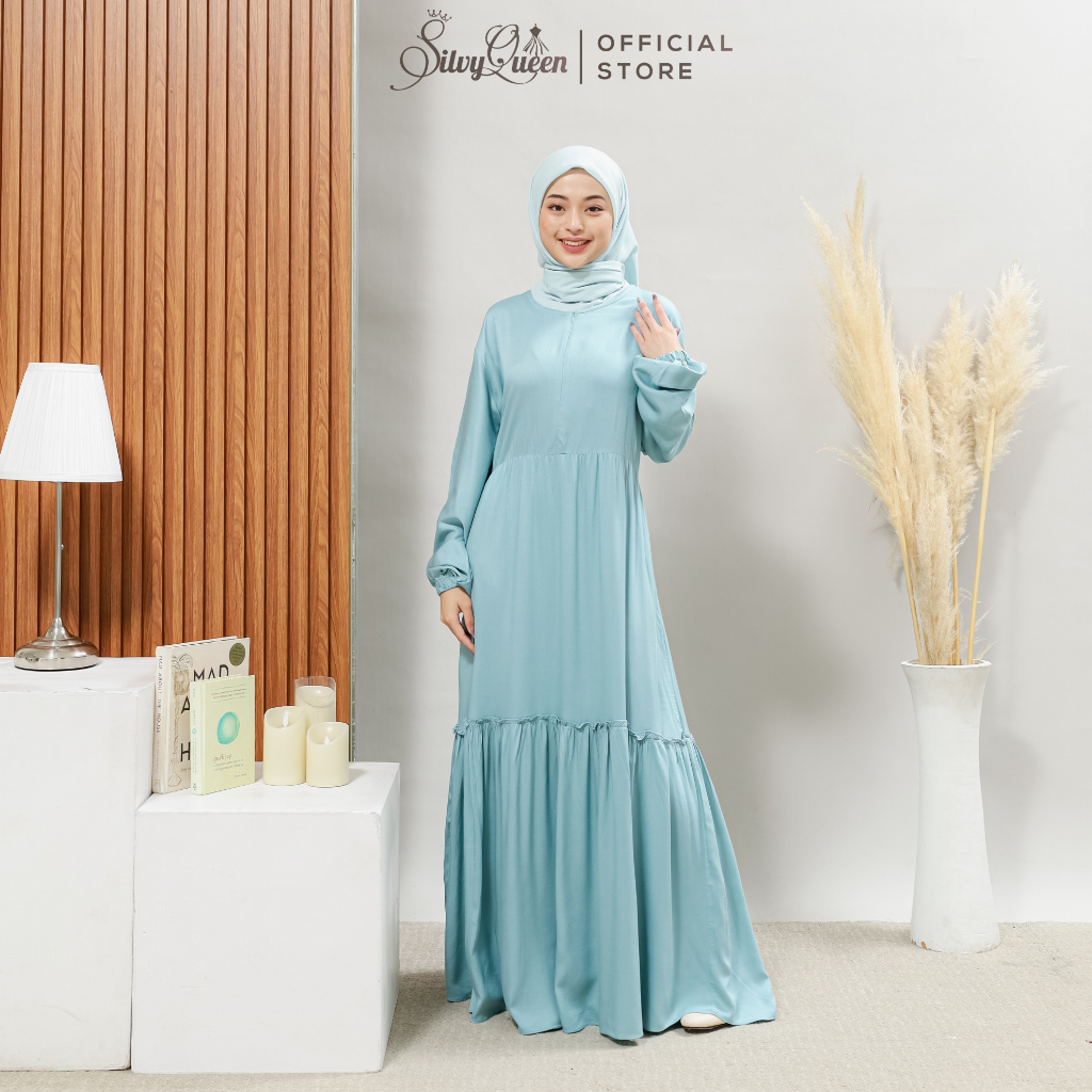 Gamis Rayon Twill Terbaru - Dress Polos Wanita Gamis Katun Premium Ready warna Hitam