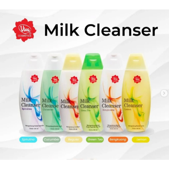 [100 ml] Viva Milk Cleanser Pembersih Wajah Cucumber / Bengkoang / Lemon / Green Tea / SPIRULINA
