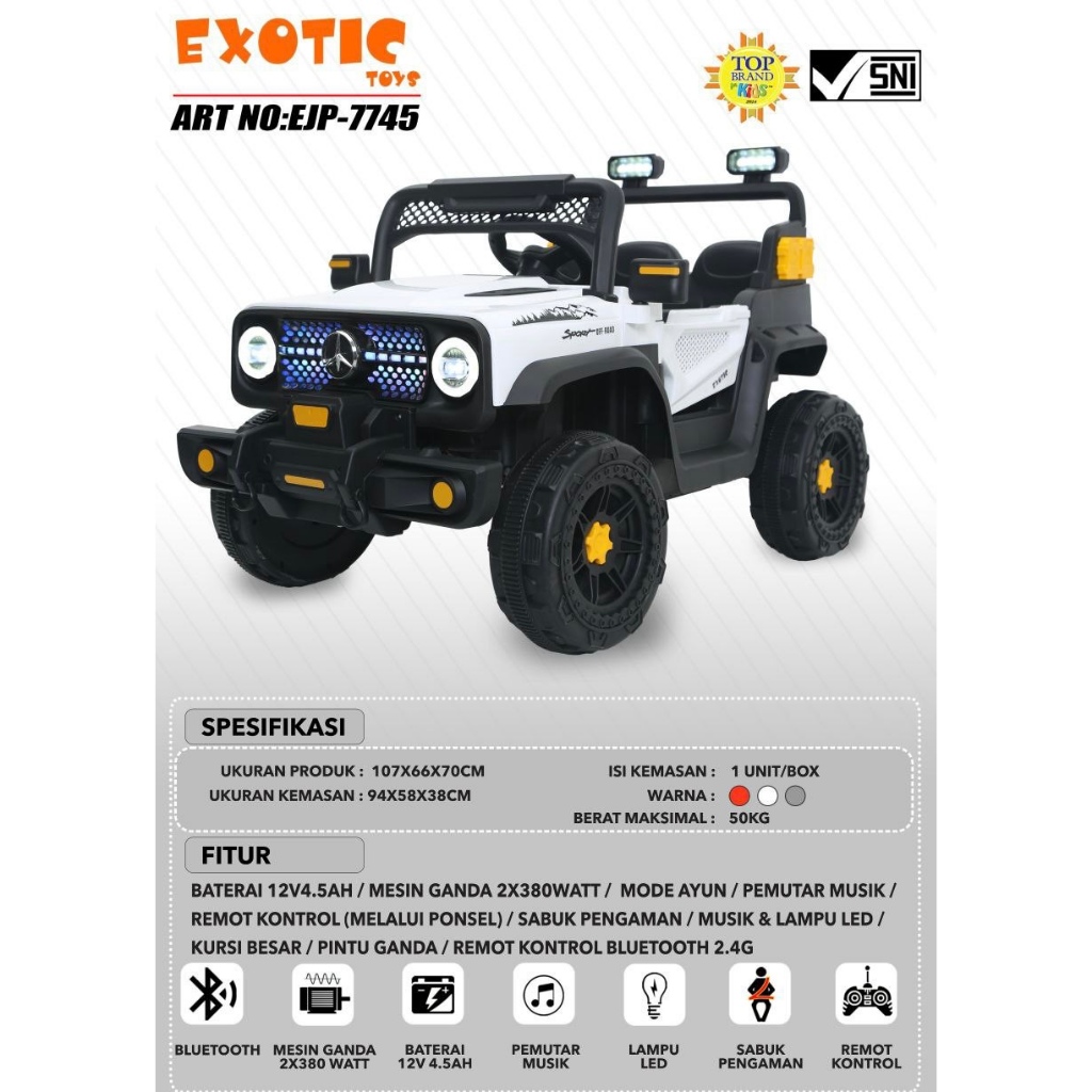 READY Mobil Aki Anak EXOTIC Jeep Rubicon EJP7707 EJP-7707 EJP7748 7748 Kendaraan Mainan EJP7745