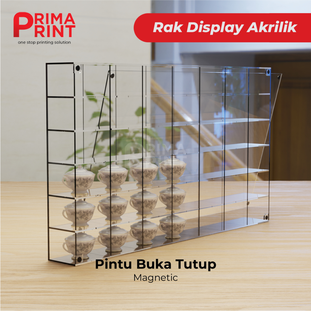 Display Akrilik Tutup Magnet - Etalase Akrilik / Akrilik Display / Rak Susun Pajangan Sbux Mug Kecil