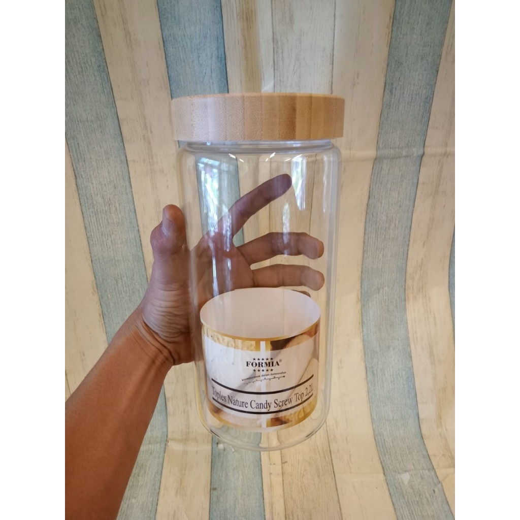 Formia Stoples Toples Kaca Tutup Kayu Kecil Sedang Besar Ramadhan Glass Container