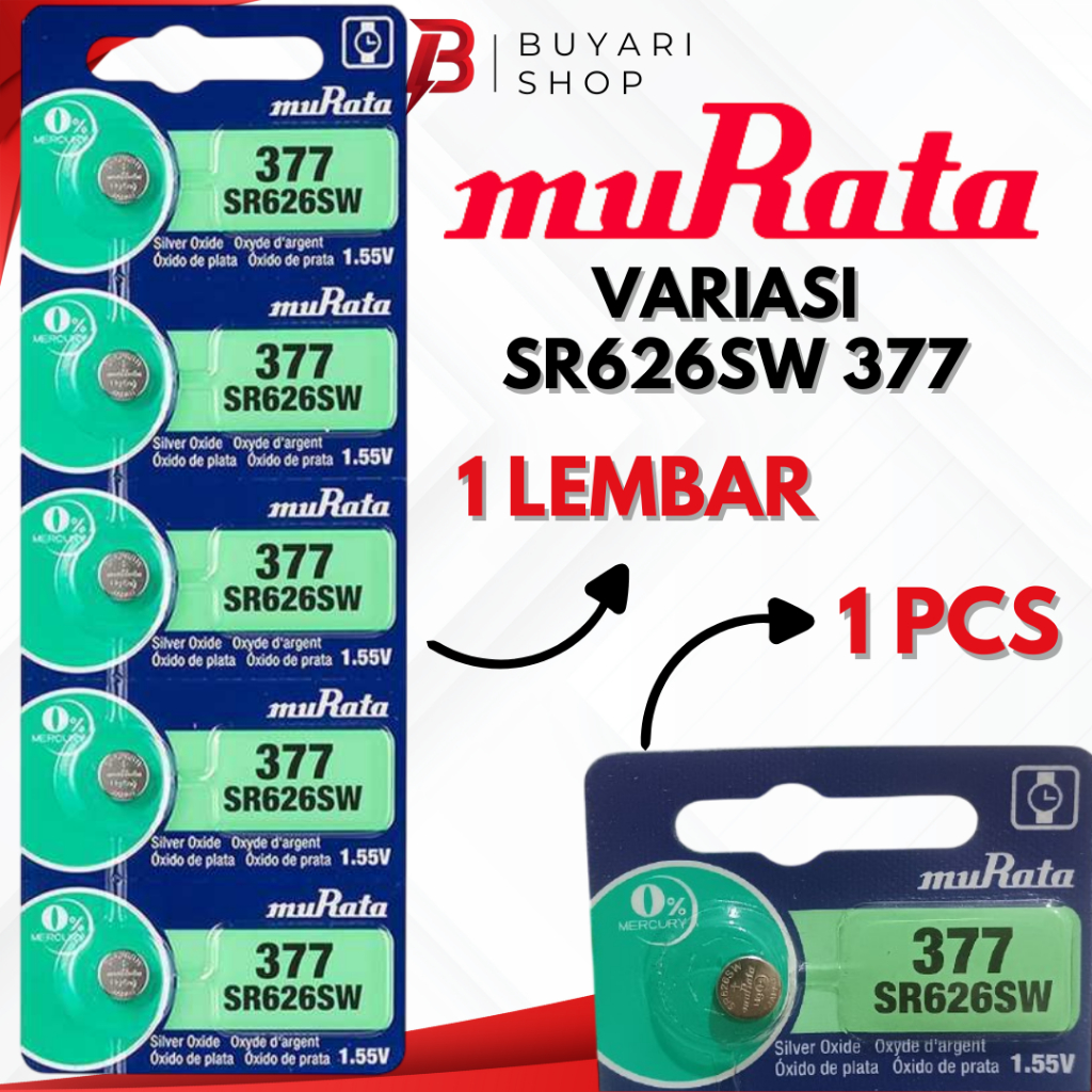 PROMO Baterai Jam Tangan Analog Murata 377 SR626SW Original LR626 626 377A Batre Jam Tangan Kecil 37