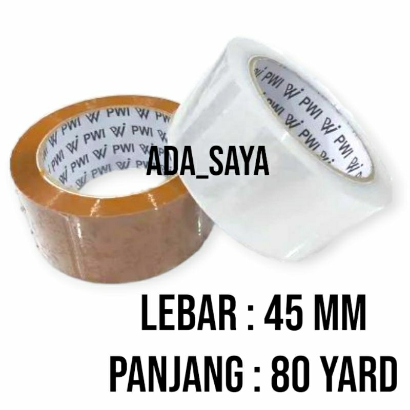 

Solasi PWI / lakban bening dan cokelat