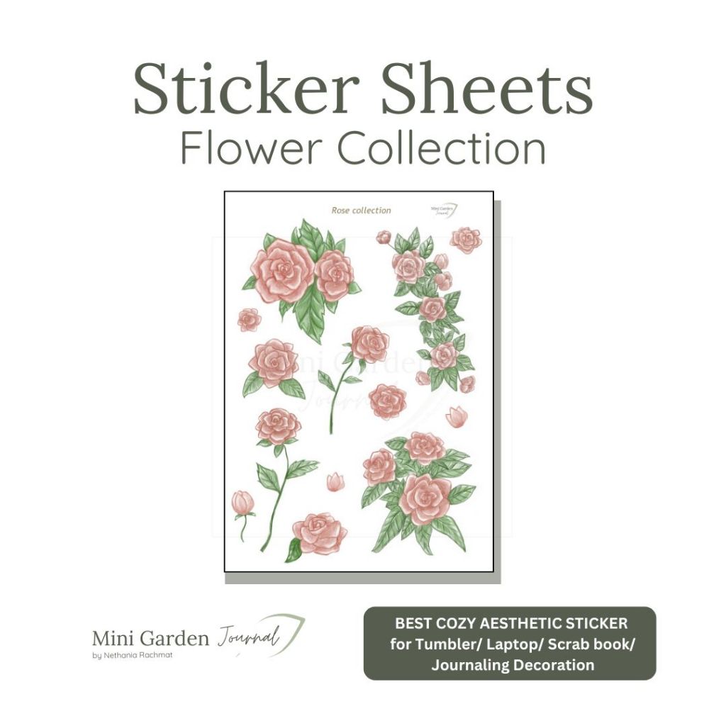 

[Mini Garden Journal] 13 Pcs Rose Sticker Deco Aesthetic