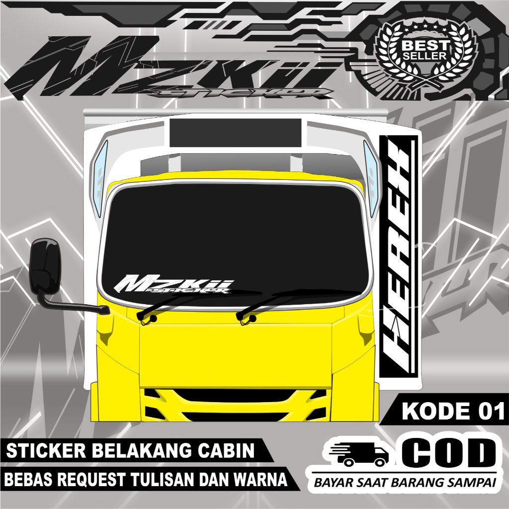 JUAL STICKER MOBIL TRUCK BAGIAN BELAKANG CABIN YANG LAGI VIRAL BEBAS REQUEST