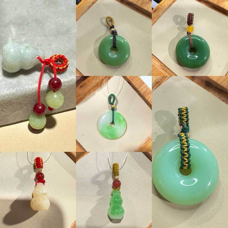 Liontin batu giok asli model labu donat