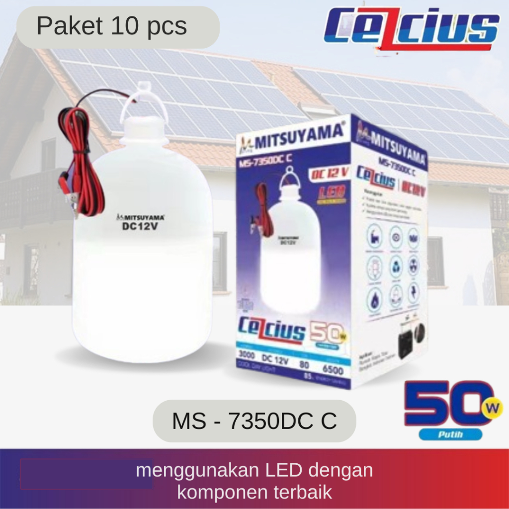 LAMPU AKI JUMBO 12v 50 WATT MITSUYAMA MS-7350DC BOHLAM LED DC 50 WATT