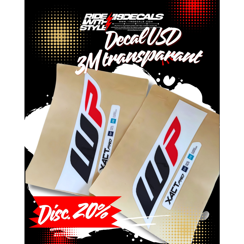 Stiker Decal USD Shock Depan 3M Transparan WP Suspension