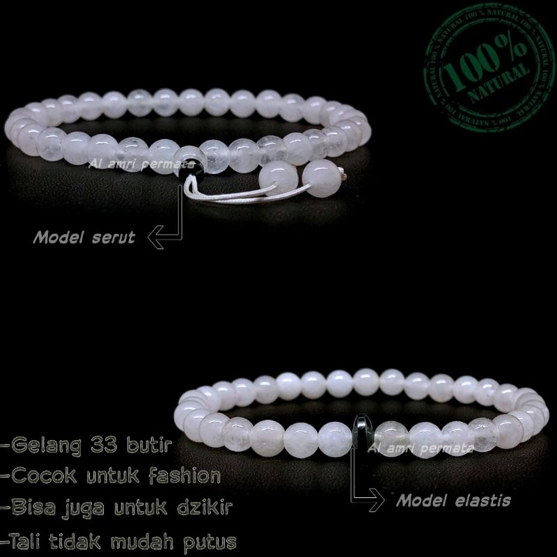 Gelang batu giok putih Gelang tasbih giok putih 33 butir gelang tasbih Gelang pria Gelang wanita