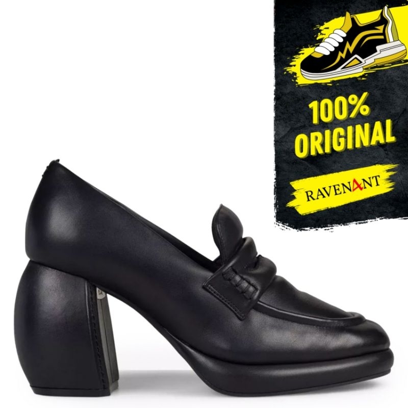 CLARKS x MARTINE ROSE Loafer 1 Black Leather ORIGINAL - Sepatu Loafers Heels Wanita