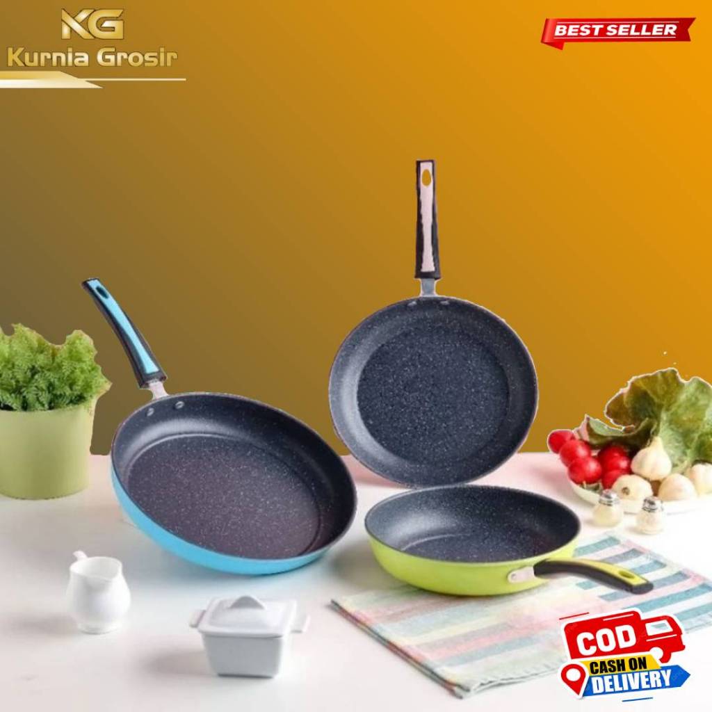 Wajan Teflon Serbaguna Homelux Penggorengan Frypan Warna Anti Lengket 22-24