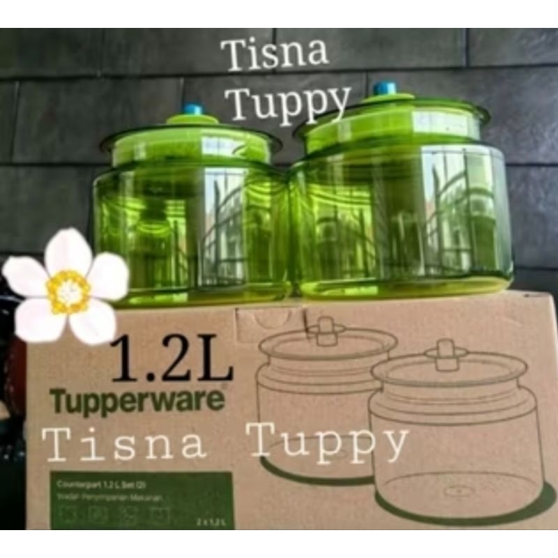 counterpart 1.2 liter hijau dapat 2 pcs free box toples tupperware