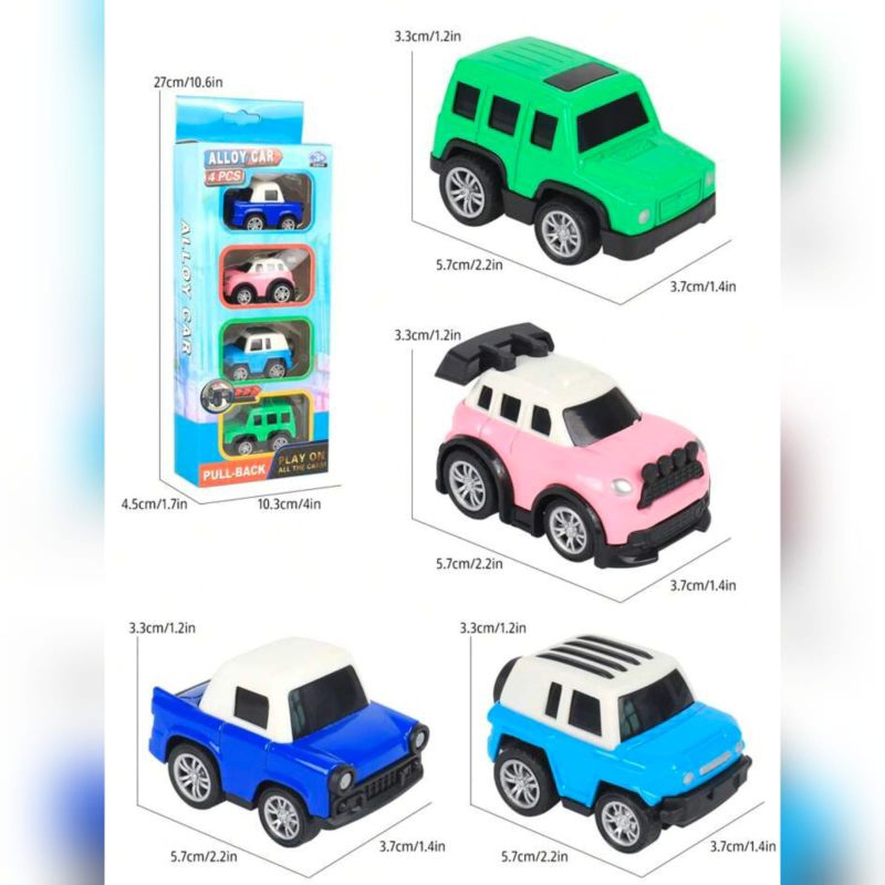 043 Mainan Mobil Mobilan 1 set Isi 4 pcs / Mainan Anak Mobil Mini 1 set / Mainan Mobil Metar Miniatu