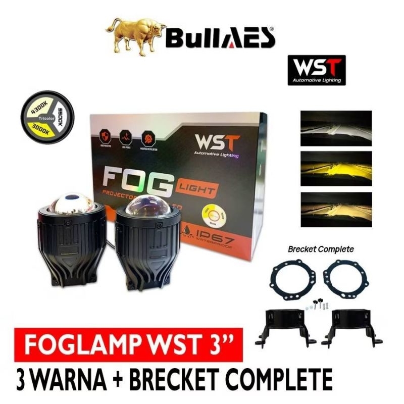 FOGLAMP LAMPU KABUT BEMPER TEMBAK WST 3 WARNA COLORS 3 INCH BLUELENS