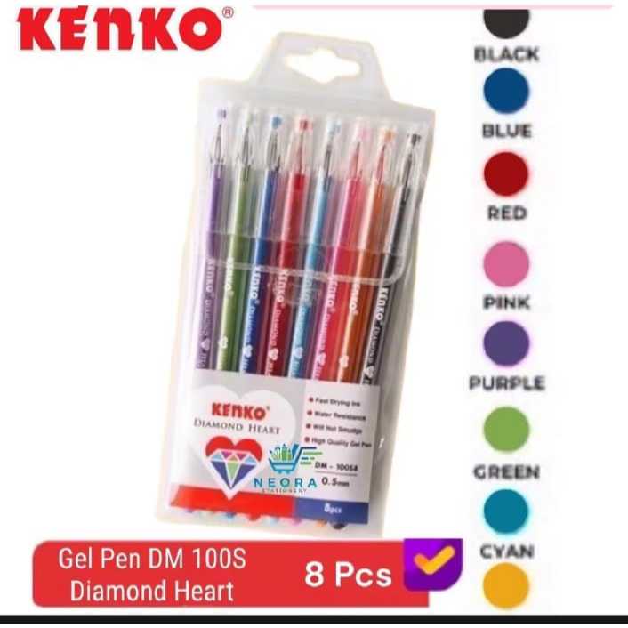 

(1 Set) Pulpen 8 Warna Kenko DM-100S8 Diamond Heart / Gel Pen 0.5mm 8 Warna Kenko