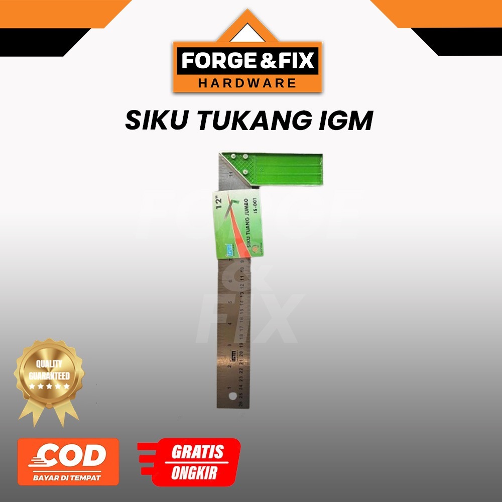 

IGM Siku L Tukang Penggaris Plat Besi Chrome Tebal Try Square 12 Inch