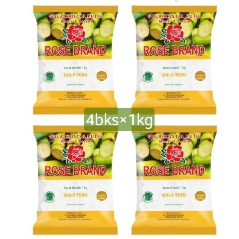 

rose brand gula pasir 1kg×4bks kuning