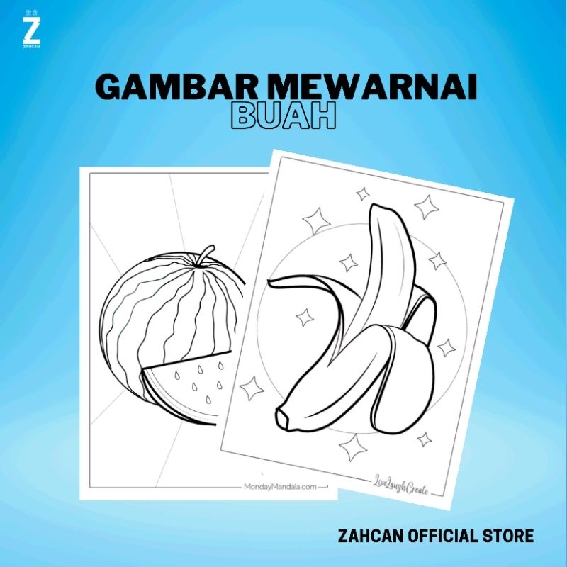 

Kertas Gambar Mewarnai A4 [ Buah Buahan ]