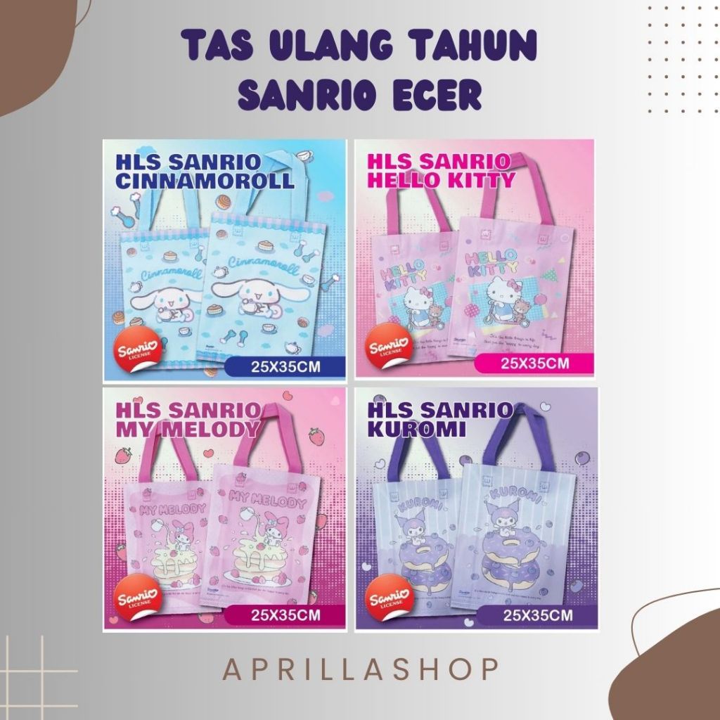

1 Pcs Tas Ulang Tahun Sanrio Kuromi Hellokitty Melody Cinnamoroll / Tas Laminasi Karakter Sanrio