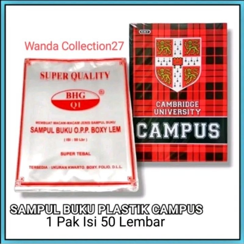 

Sampul Lem Boxi BHG Untuk Buku Campus / Sampul Buku Campus Plastik O.P.P BHG (1 Pak Isi 50 Lembar) Stationery