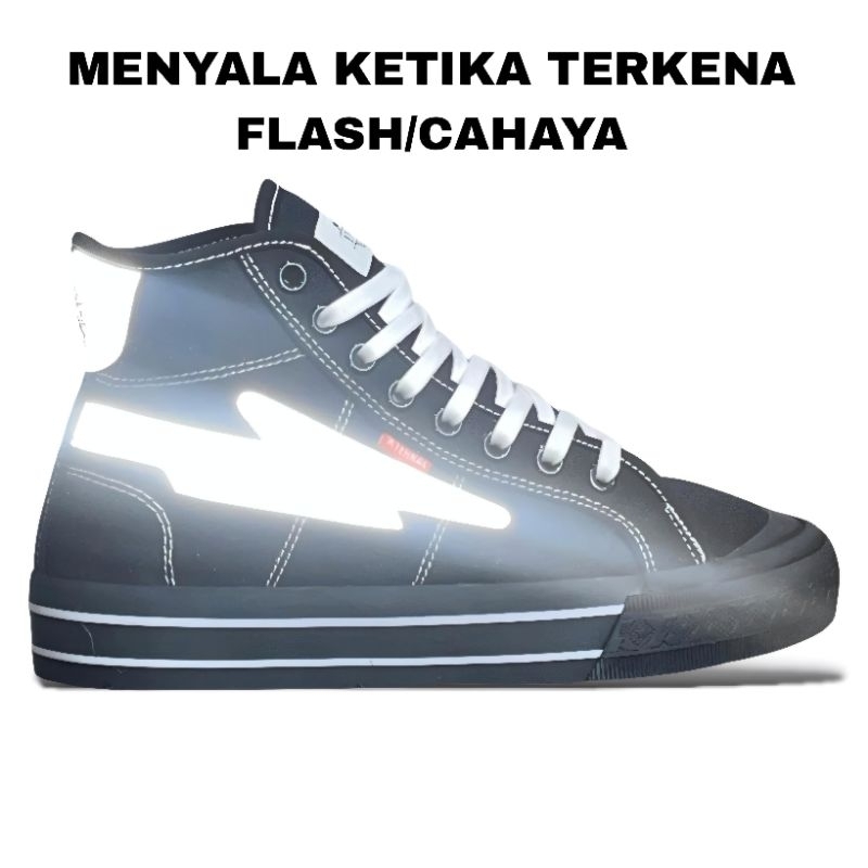 Sepatu XternalStepSure - Sepatu Sneakers Mitterns Storm High Black Oreo Reflective