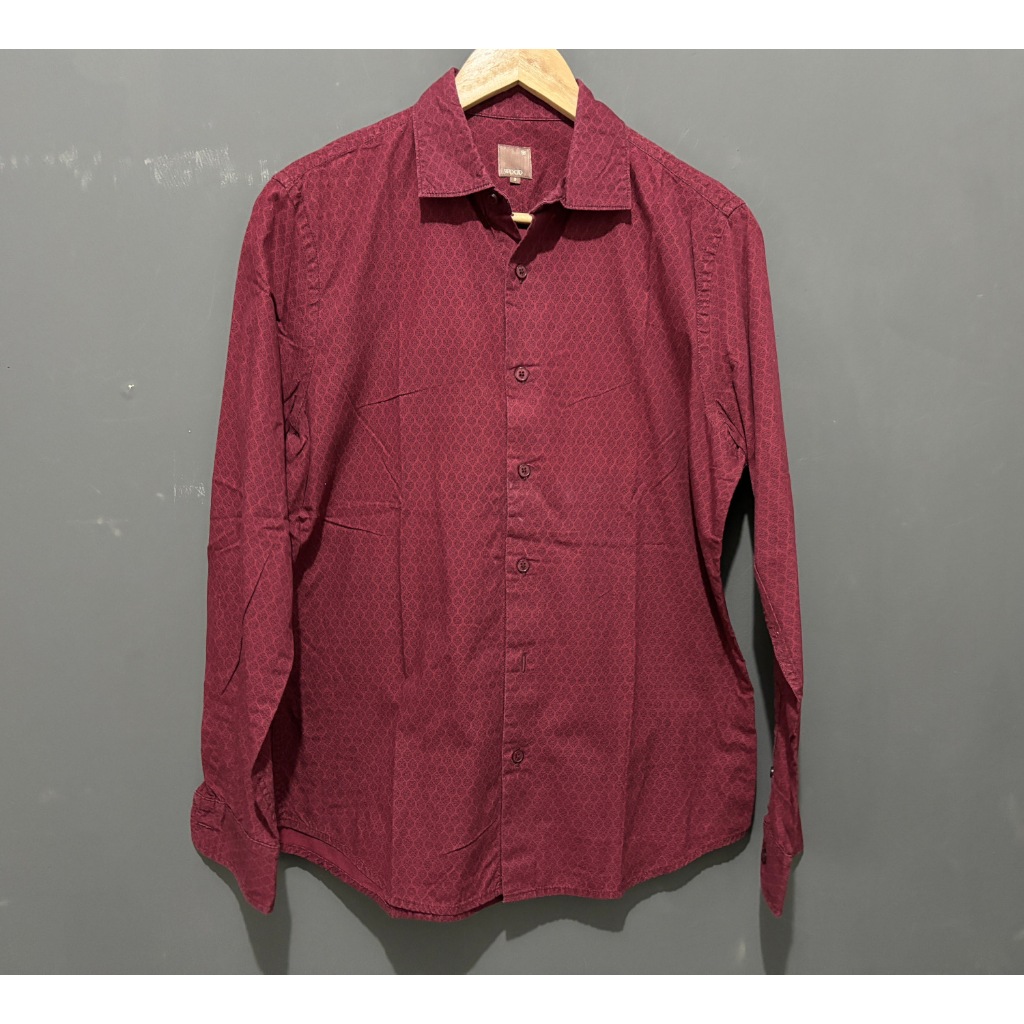 Kemeja Lengan Panjang Pria Wood Original, Merah, S