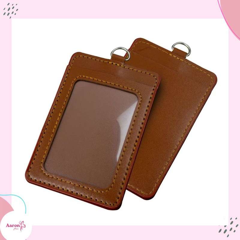 

ID Card Holder Vertikal Semi Kulit / Kulit Sintetis 1 Slot Coklat Hitam